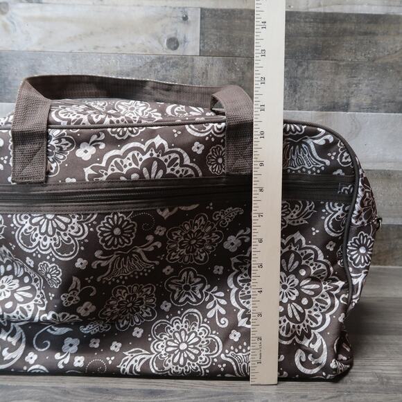 Thirty-One Duffle Tote Bag Zip Top Woodblock Floral - Picture 7 of 9